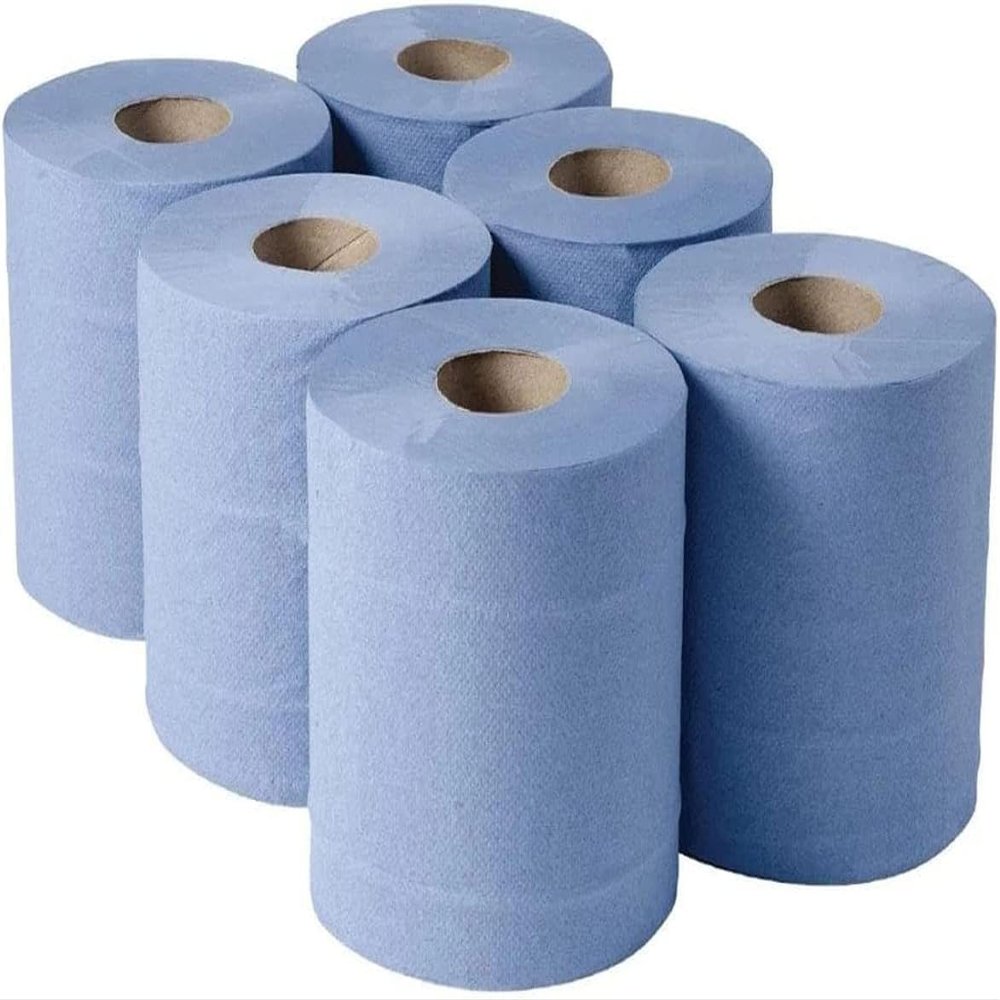 Protectafile Trade Centrefeed Blue Roll - 2 Ply Embossed Blue Paper Towel Roll (Pack of 6 Rolls)