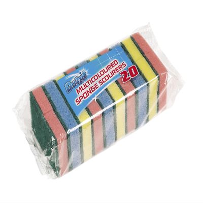 20 Pack Multicoloured Sponge Scourers Dual-Sided Cleaning Sponges for Dishes, Pots and Pans, Kitchen Scouring Pads