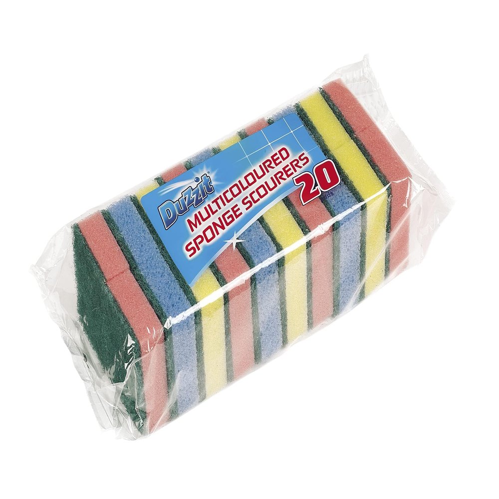 20 Pack Multicoloured Sponge Scourers Dual-Sided Cleaning Sponges for Dishes, Pots and Pans, Kitchen Scouring Pads