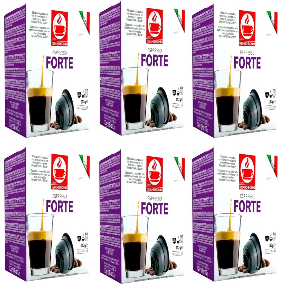 Bonini Dolce Gusto Compatible Espresso Forte Coffee Pods (Pack of 6, Total 96 pods)