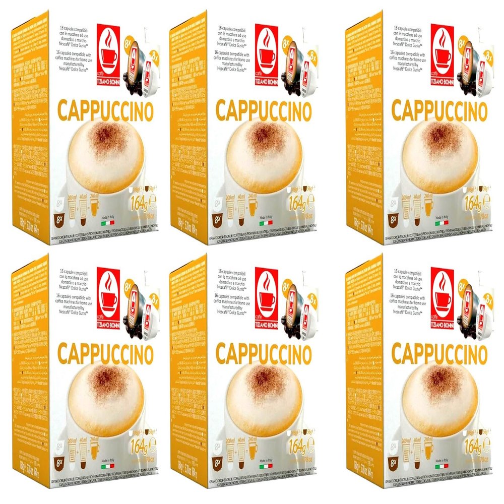 Bonini Dolce Gusto Compatible Cappuccino Coffee Pods (Pack of 6, Total 96 pods)