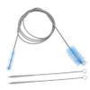 Cabilock 3pcs Set Long Flexible Hose and Pipe Cleaner Double-Ended Brush Kit for Kitchen Aquarium Sink Drain Cleaning Blue Stainless Steel
