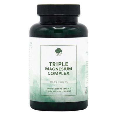 Triple Magnesium Supplement - Glycinate, Citrate & Malate - 74mg Elemental Magnesium per Capsule - 90 Vegan Capsules - G&G Vitamins