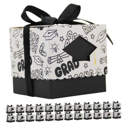 BRIGHTFUFU 50pcs Graduation Candy Boxes Elegant Favor Boxes for Graduation Parties Lightweight Design for Sweets Treats Chocolates for Celebrations Receptions