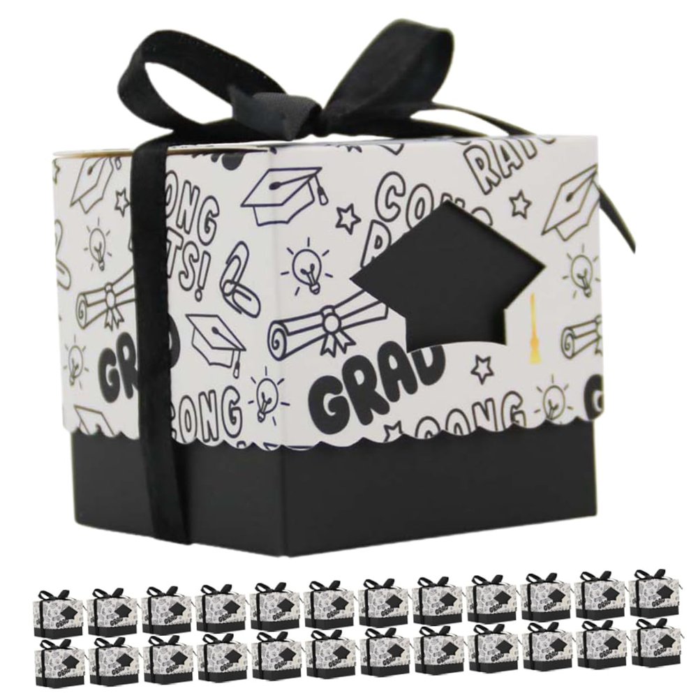 BRIGHTFUFU 50pcs Graduation Candy Boxes Elegant Favor Boxes for Graduation Parties Lightweight Design for Sweets Treats Chocolates for Celebrations Receptions