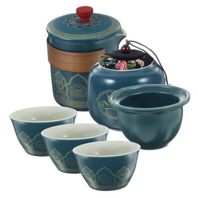 ABOOFAN 4pcs Hand Painted Ceramic Tea Travel Tea Portable Bag and Outdoor Use Includes