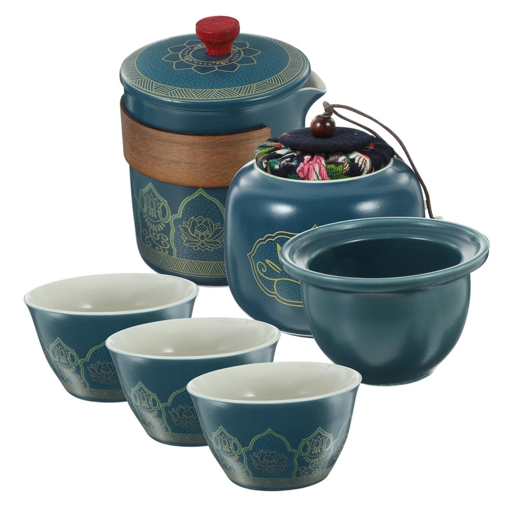 ABOOFAN 4pcs Hand Painted Ceramic Tea Travel Tea Portable Bag and Outdoor Use Includes