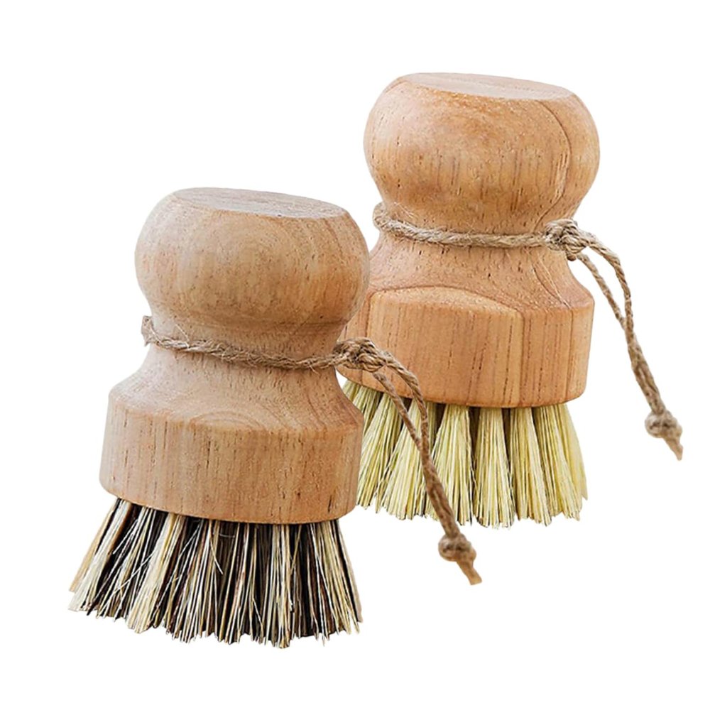 FUNOMOCYA 4pcs Dishwashing Brush Kitchen Cleaning Scrub Brush Wooden Handle for Kitchen Use