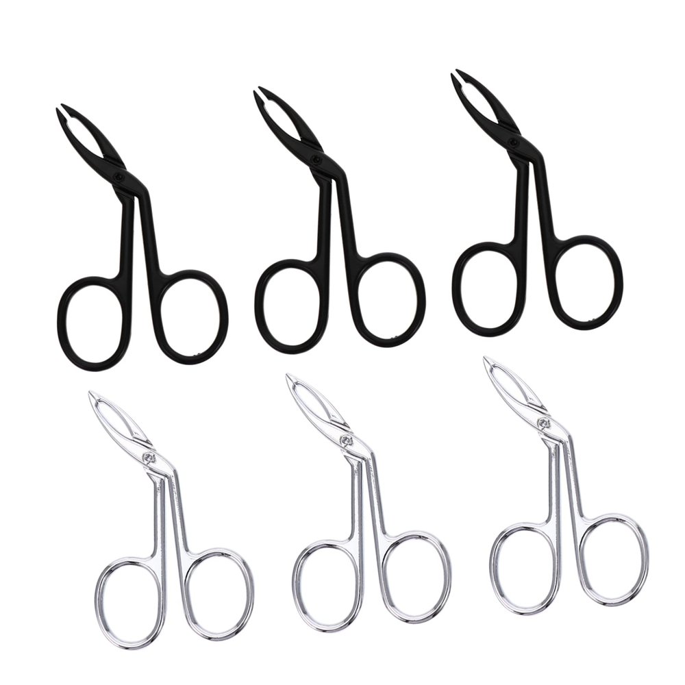 Didiseaon 6pcs Eyebrow Stainless Steel Beauty Tool Slanted Tip Flat Tip Scissors Shaped Non-Slip Compact Design