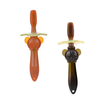 PartyKindom 2pcs Silicone Toothbrush Training Brush Boys and Girls Oral Care Tool Teething Toy for Boy Girl