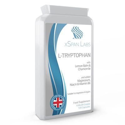 L-Tryptophan Sleep Complex with Lemon Balm & Chamomile, Enhanced with Magnesium, Niacin, and Vitamin B6 - A Natural Alternative to Melatonin - 120 Capsules for a 4-Month Supply Made in The UK