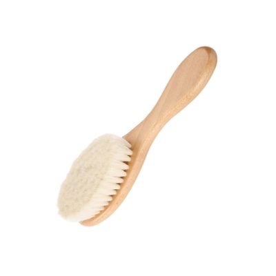 Mipcase Dense Wool Beard Brush Curved Natural Handle for Men for Beard Grooming and Bathing Soft Cleaning Brush for Household and Barber Shop Use