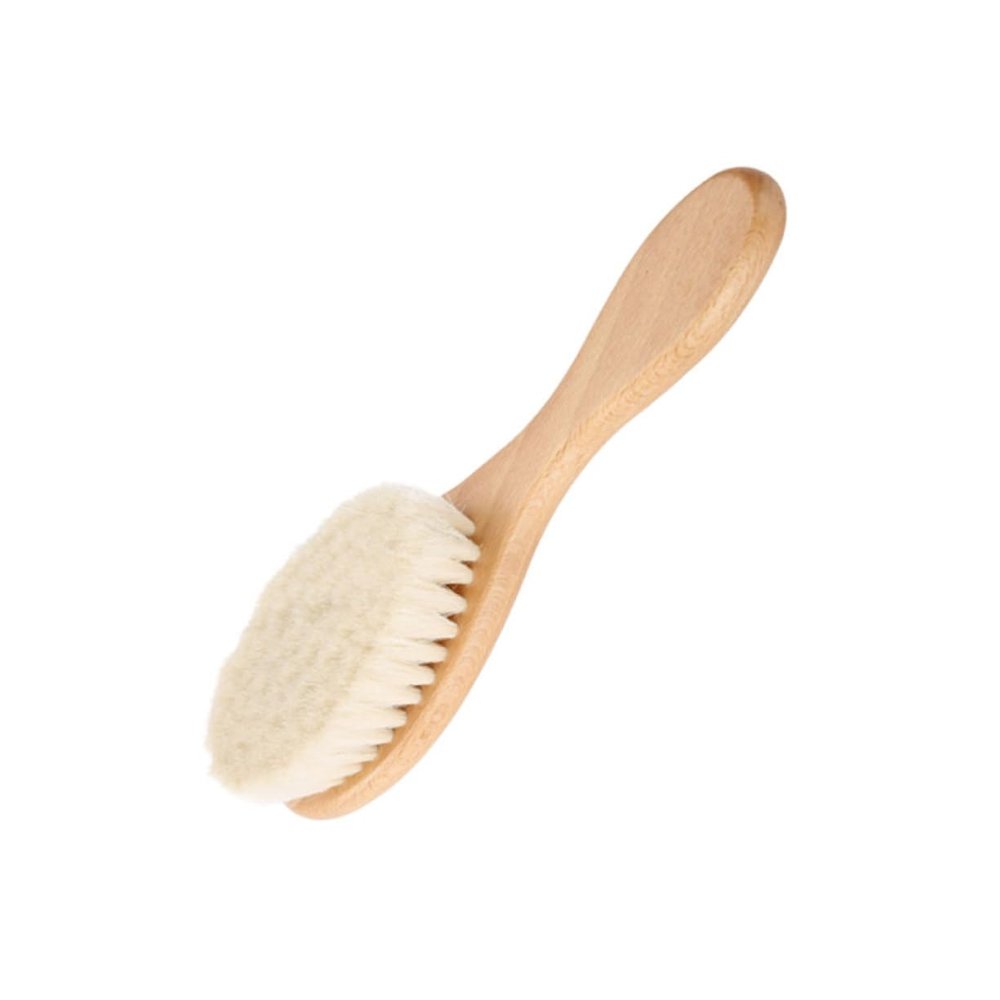 Mipcase Dense Wool Beard Brush Curved Natural Handle for Men for Beard Grooming and Bathing Soft Cleaning Brush for Household and Barber Shop Use