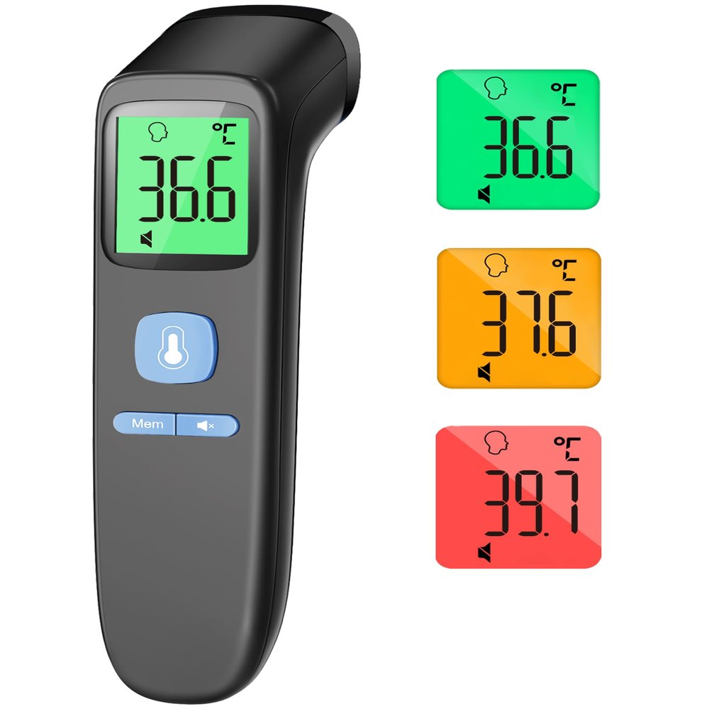 Forehead Thermometer for Adults, No-Touch Infrared Digital, Non Contact Baby Thermometer, Accurate Reading with Large Display, Fever Alarm, Mute Mode, Memory Recall