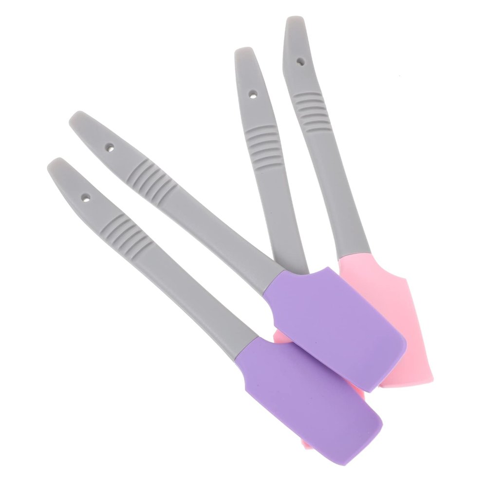 Mipcase Silicone Wax Spatula Set 4pcs Portable Wax Applicator Tools Curved Cream Applicators for Hand Foot and Body Care, Includes 2 Purple and 2 Pink Waxing Sticks for Women