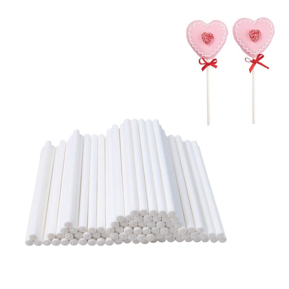 ABOOFAN 100pcs Paper Lollipop Sticks Lollipop Sticks for Birthday Party DIY Craft Project Party Sweets