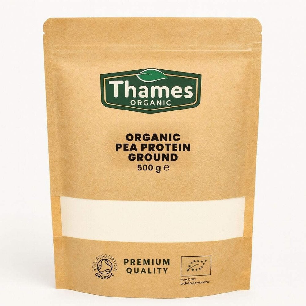 Thames Organic Organic Pea Protein Ground - Premium Vegan Supplement for Muscle Growth & Dietary Plans 500g