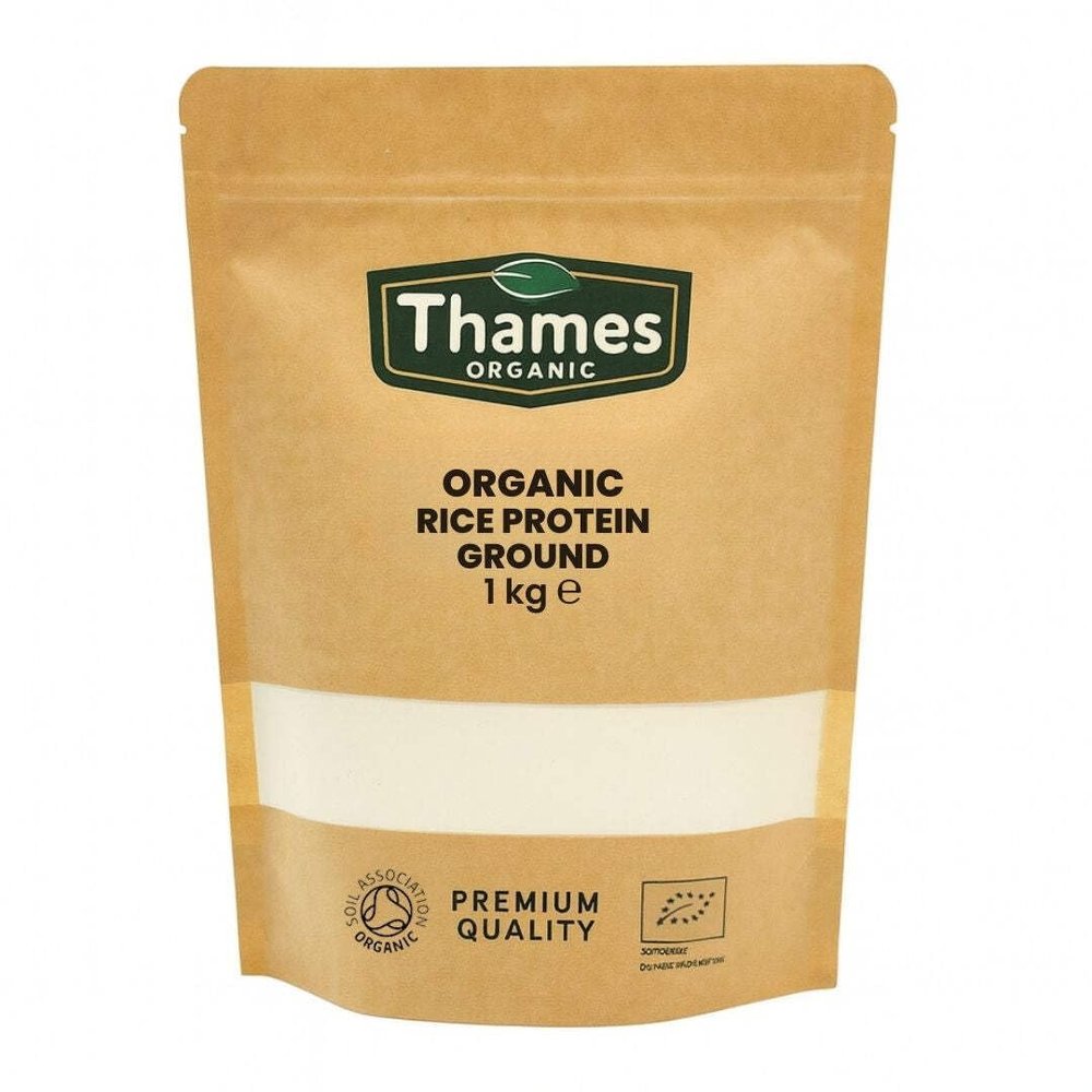 Thames Organic Organic Rice Protein Ground: Premium Plant-Based Protein for Health & Fitness Enthusiasts - Vegan-Friendly 1kg