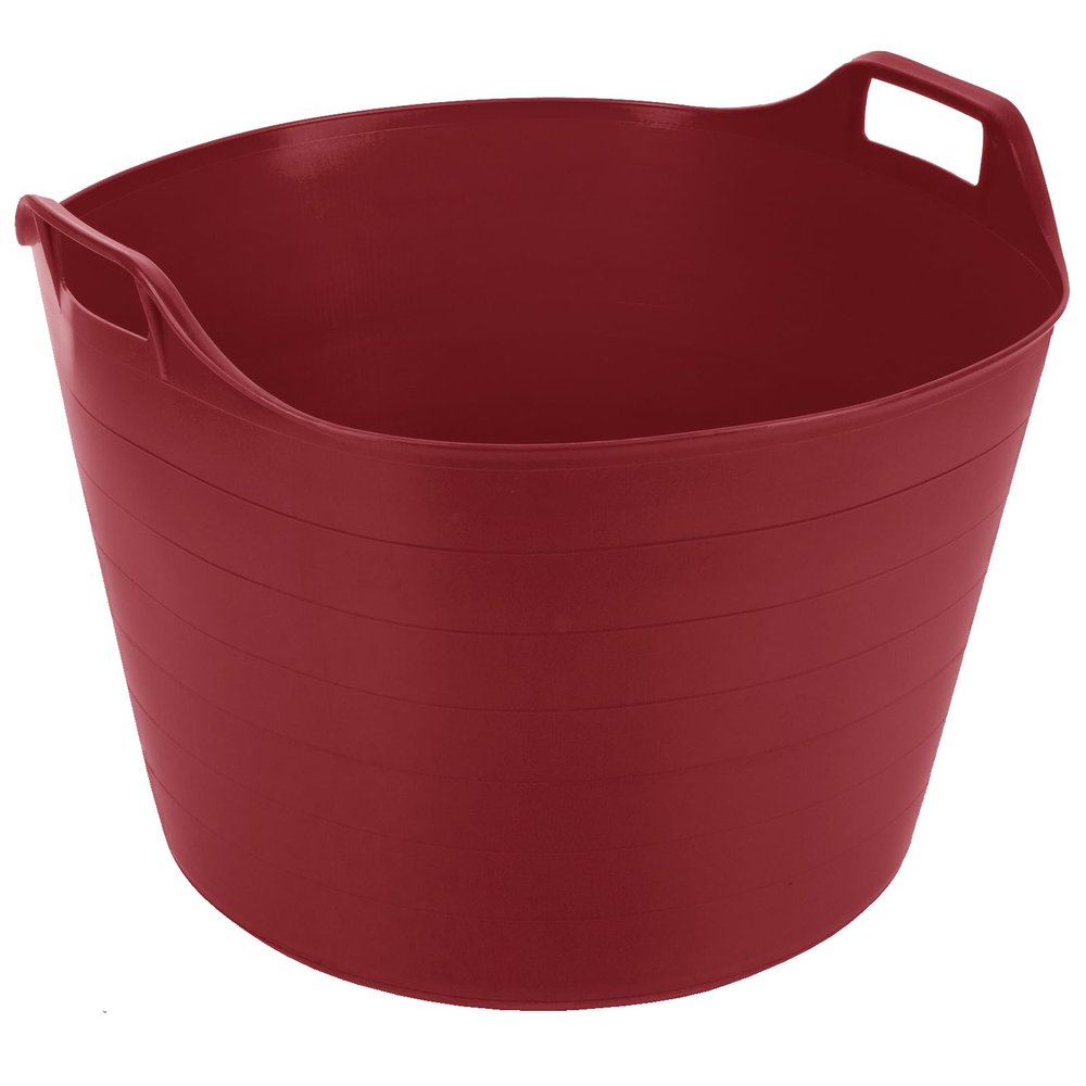 [RED] - 26L / 42L / 75L Flexi Tub Polyethylene Storage Bucket with Handles Laundry Basket/Toy Tub Perfect for Home and Garden - (75 Litre)