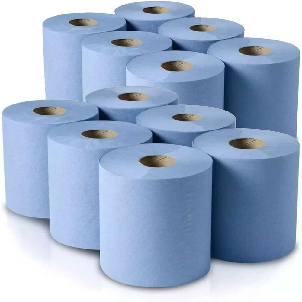 Protectafile Trade Centrefeed Blue Roll - 2 Ply Embossed Blue Paper Towel Roll (Pack of 12 Rolls)