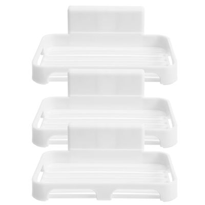 PRETYZOOM 3pcs Adhesive Soap Drainer Tray Bathroom Wall Mount Soap Case Holder Non-punch Storage Tray for Daily Use