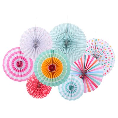 Zerodeko 8pcs Assorted Color Paper Fan Hanging Drops for Wedding Party Decorations Fun Party Hanging Decor Beautiful Atmosphere for Birthdays Festivals More