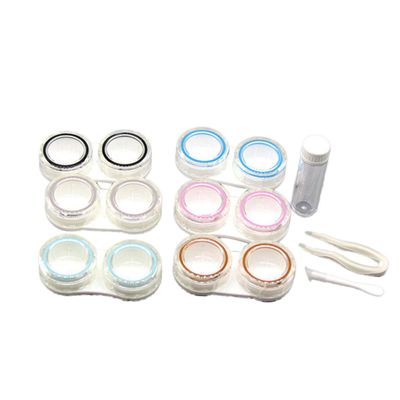 PartyKindom Lens Case Holder Set 6pcs, Plastic Container with Tweezers and Suction Stick, Portable Storage Box for Travel and Home Use