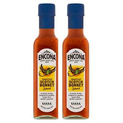 2 x Encona Scotch Bonnet Chilli Sauce, 2 x 220ml Twin Pack Hotter Than Hot