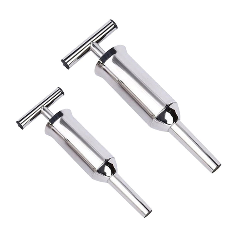 PRETYZOOM 2pcs Stainless Steel Sausage Stuffer Funnel Tubes Household Meat Filling Tool Manual Sausage Making Set Big and Small Sizes for Home Cooking