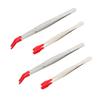 DOITOOL 4pcs Stainless Steel Elbow Tweezers for Women Tip Lash Tweezers Home and Stamp Use Rubber Tips view 1