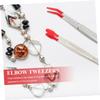 DOITOOL 4pcs Stainless Steel Elbow Tweezers for Women Tip Lash Tweezers Home and Stamp Use Rubber Tips view 4