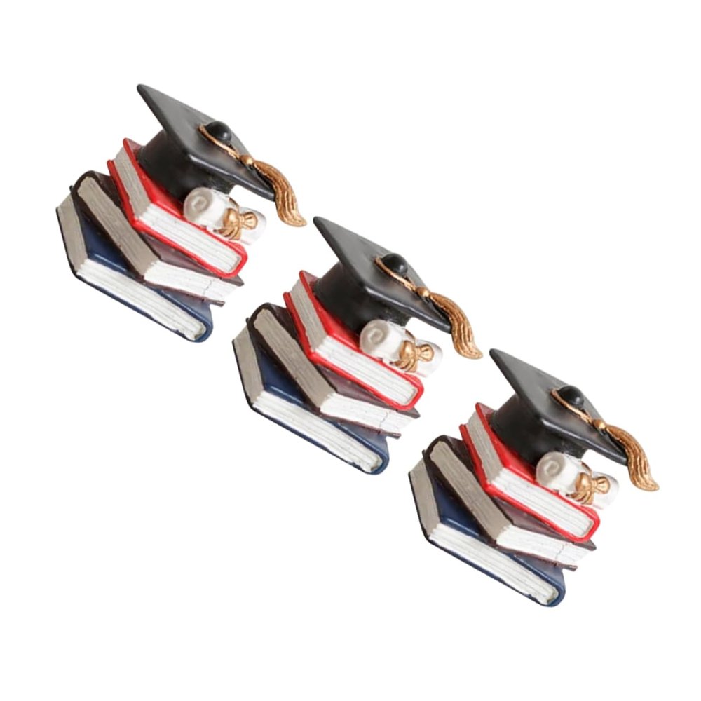 Toyvian 3pcs Graduation Cupcake Toppers Doctoral Cap and Book Decorations for Sturdy Cake Decor for Celebratory Events