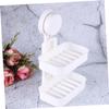 PRETYZOOM Double Layer Soap Holder with Suction Cup, Drain Sponge Storage Rack, White Soap Dish for Bathroom Organiser and Shower Accessories view 4