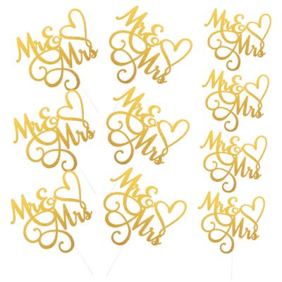 CAXUSD 10pcs Mr and Mrs Cake Picks Wedding Cake Decor Party Cupcake Topper Cupcake Decoration Bridal Shower Dessert Toppers Dessert Decors