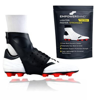 Empowerband Football Ankle Support And Protection - Lighter Faster Stronger Than Traditional Tapes & Braces (Black, M, Mens UK Boot Size 6-8)