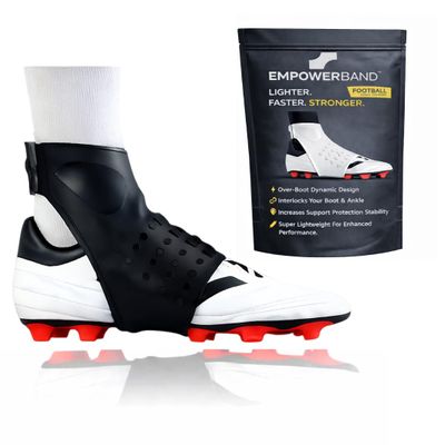 Empowerband Football Ankle Support And Protection - Lighter Faster Stronger Than Traditional Tapes & Braces (Black, L, Mens UK Boot Size 9-10)