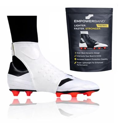 Empowerband Football Ankle Support And Protection - Lighter Faster Stronger Than Traditional Tapes & Braces (White, XXL, Mens UK Boot Size 13)