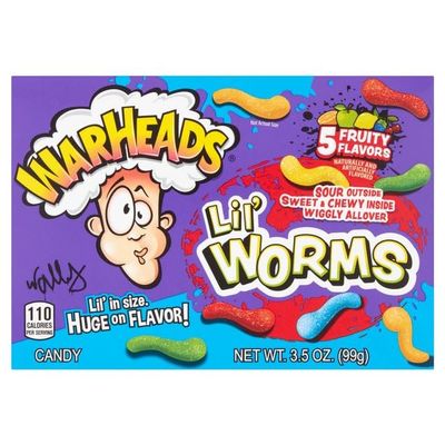 Warheads Lil' Worms (99g) | 5 Fruity Flavors - Lemon, Orange, Green Apple, Black Cherry & Blue Raspberry | Lil' in Size. Huge on Flavor! | American Treats by Swiss+