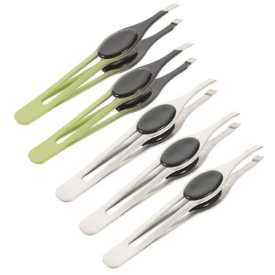 Didiseaon Stainless Steel Eyebrow Tweezers 5Pcs Set with Gel Pad Eyebrow Clips for Safe and Easy Hair Removal at Home, Travel, and Beauty Salon Random Color