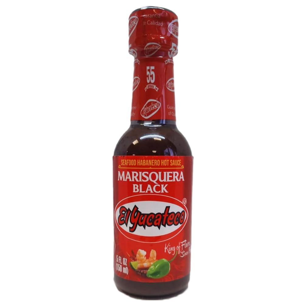 El Yucateco Marisquera Black 120ml / Habanero Hot Sauce with a Blend of Soy and Spices for Seafood & Asian Food, Spicy Chilli Sauce