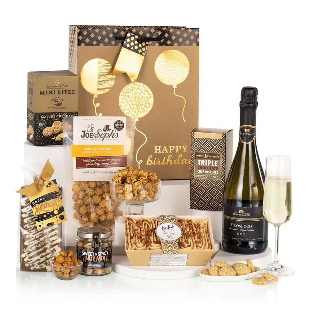 Virginia Hayward Hamper Birthday Bag - Hampers & Gourmet Gifts, Celebrate with a Mini Chocolate Cake, Snacks and Treats - Delicious Birthday Gifts for Men and Women