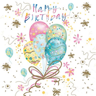 20 Napkins Birthday Balloons in Pastel Colours as Table Decoration Paper Napkins with Motif Also for Decoupage and Decoupage 33 x 33 cm