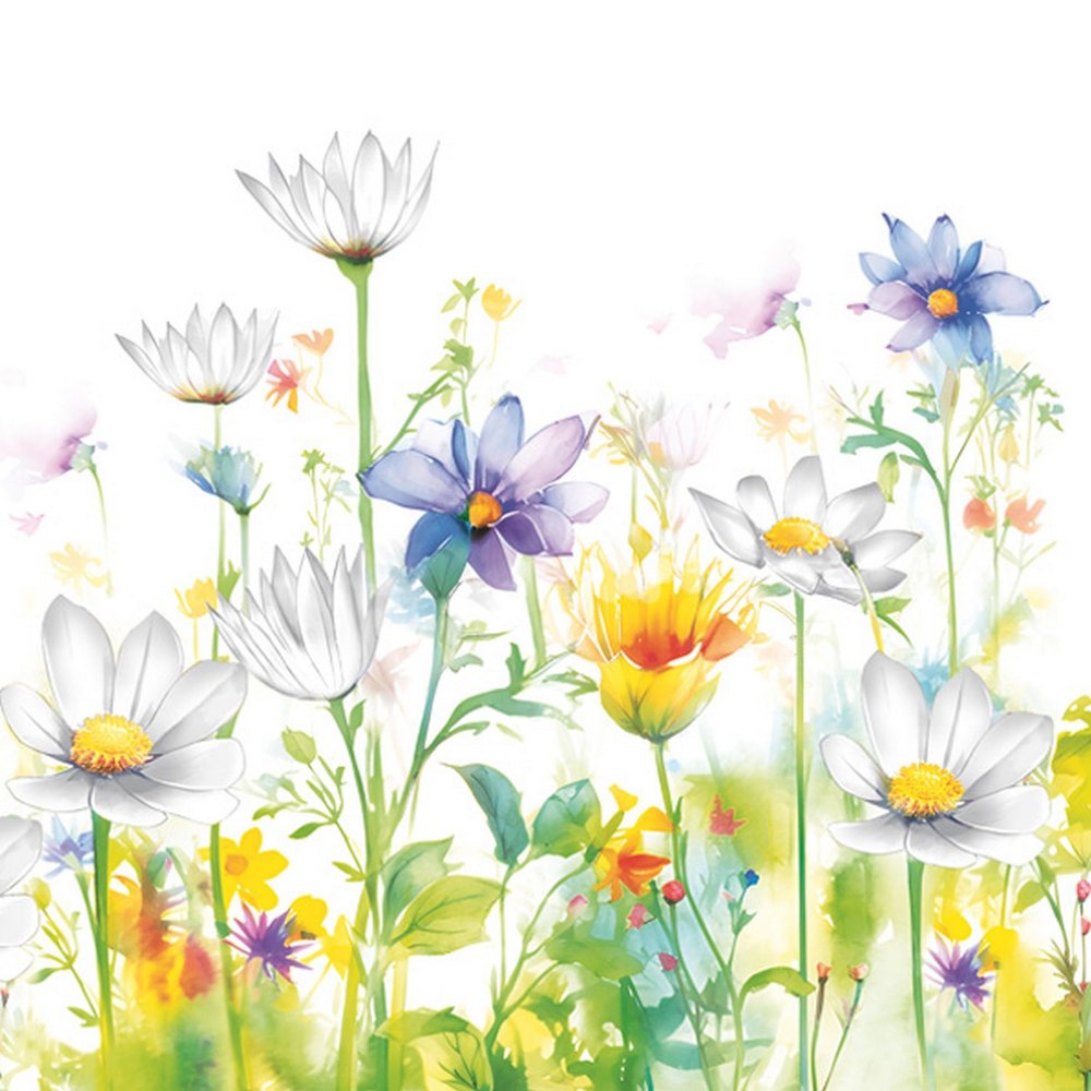 20 Napkins Flowers, Garden & Nature Beautiful Spring Meadow Table Decoration Paper Napkins with Motif Also for Decoupage and Decoupage 33 x 33 cm