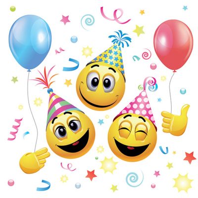20 Napkins Children's Emojis with Party Balloons as Table Decoration Paper Napkins with Motif Also for Decoupage and Decoupage 33 x 33 cm