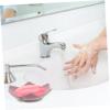 Zerodeko Silicone Soap Dish Self Draining Soap Holder Pink Floral Shape Tray with Drain for Shower and Sink Storage view 4