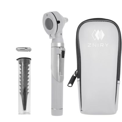 Zniry Mini Otoscope - Ear Scope with Light, Ear Infection Detector Mini Otoscope - Portable Ear Light and Exam Kit for Home Use - 3X Magnifying Fiber Optic Scope (Grey)
