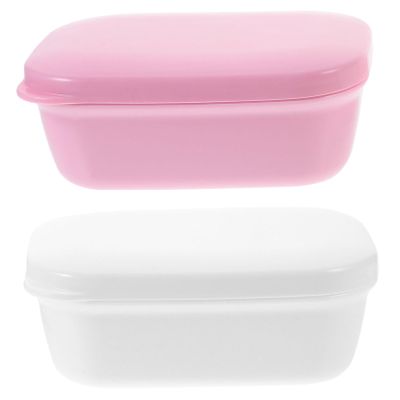 OUNONA 2pcs Portable Travel Soap Box Lid Soap Dish Holder for Bar Storage in Bathroom Travel Case