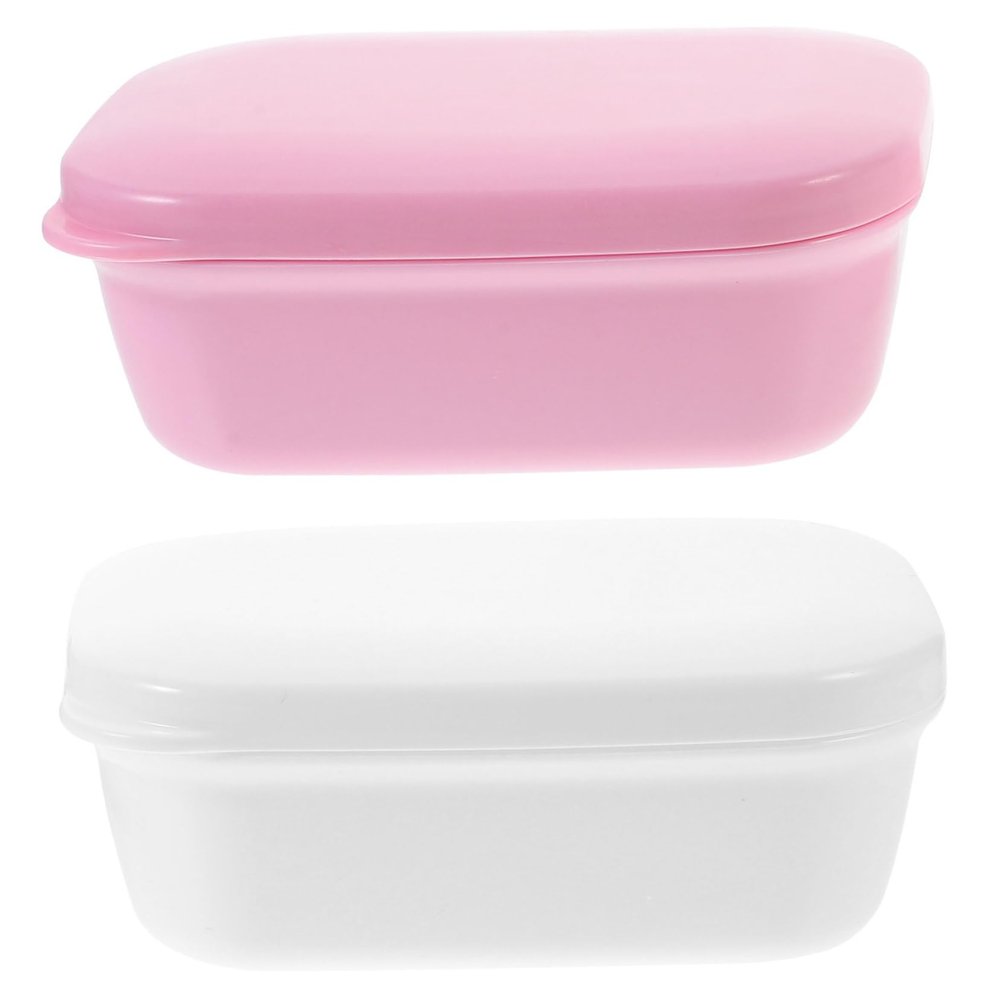 OUNONA 2pcs Portable Travel Soap Box Lid Soap Dish Holder for Bar Storage in Bathroom Travel Case