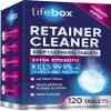 Lifebox Essentials Retainer Cleaner Tablets - 120 Denture Cleaning Tablets & Aligner Cleaner - Removes Odors & Stains  For Aligners, Retainers, Dentures, Night Guards - Mint Flavor view 1