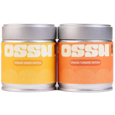 OSSU - Ginger + Turmeric - Organic Matcha Tea Powder | Japanese | Pack of 2 | 40g Tins | True Ceremonial Grade | Spring Harvest | UJI, Kyoto | Stone-Ground